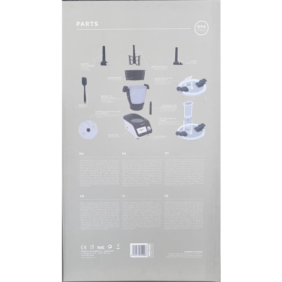 IKOHS Multifunktions-Küchenmaschine CHEFBOT Touch, 23 Funktionen, 12 Geschwindigkeiten, WiFi, 120ºC, programmierbar, vorinstallierte Rezepte Touchscreen + Dampfgarer - Schwarz & Weiß