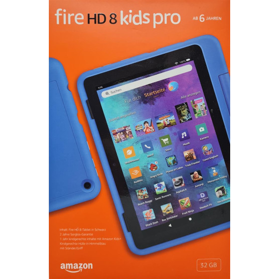 Amazon Fire HD 8 Kids Pro Tablet 20,3 cm (8 Zoll) HD Display, ab 6 Jahren, 32 GB Speicher, kindgerechte Hülle in Himmelblau