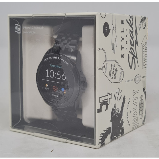 Fossil FTW4056 Q GEN 5E Herren Smartwatch, GPS, NFC, Edelstahl - Schwarz