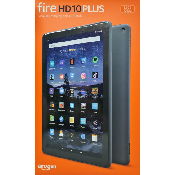 Amazon Fire HD 10 Plus Tablet (2021) Full HD Display, 32 GB, Octa-Core, 4 GB RAM, kabellose Ladefunktion, mit Spezialangeboten - Schiefergrau