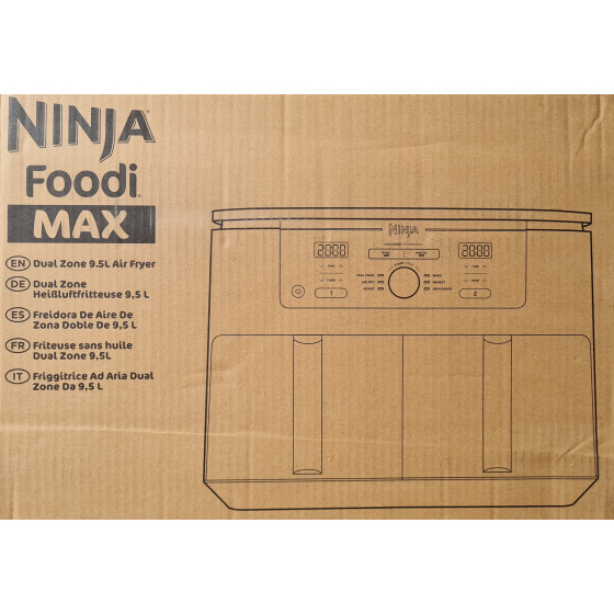 Ninja AF400EU Foodi MAX Dual Zone Heißluftfritteuse, 9,5 l Fassungsvermögen, 2 Fächer, 6 Funktionen - Schwarz/Kupfer