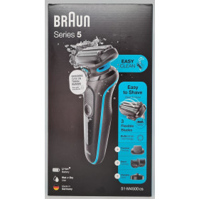Braun Series 5 51-M4500cs Elektrischer Nass- und Trockenrasierer, EasyClick, Barttrimmer, Ladestation, EasyClean - Schwarz/Mintgrün