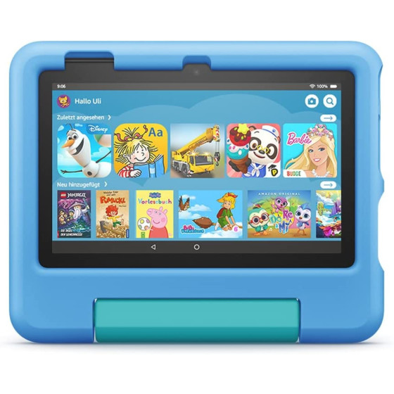 Amazon Fire 7 Kids Edition-Tablet (2022) 17,7 cm (7 Zoll) Display, 16 GB, blaue kindgerechte Hülle mit Ständer