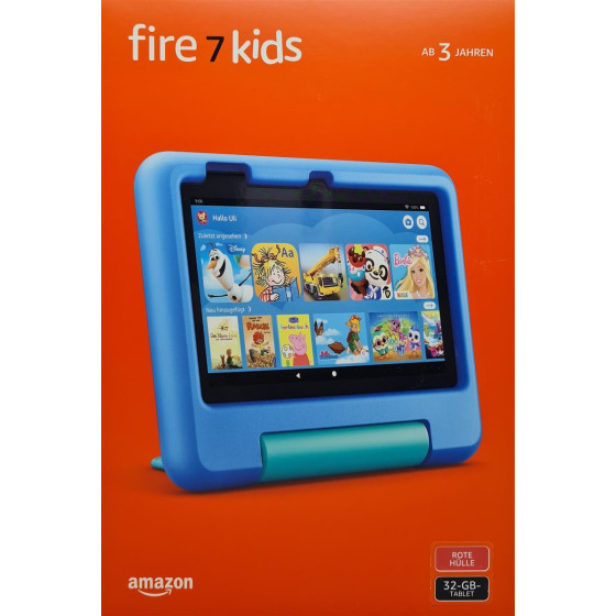 Amazon Fire 7 Kids Edition-Tablet (2022) 17,7 cm (7 Zoll) Display, 32 GB, rote kindgerechte Hülle mit Ständer