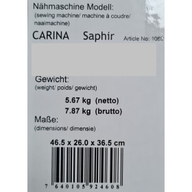 Carina Saphir Computer Nähmaschine Saphira, 100...