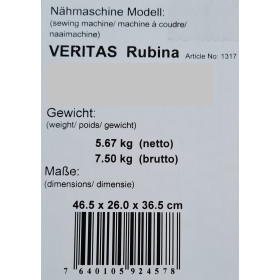 Veritas Rubina Computer Nähmaschine für Einsteiger, Fortgeschrittene & Profis mit LED-Display, 100 Nähhrogramme, LED-Nählicht - Weiß/Rot