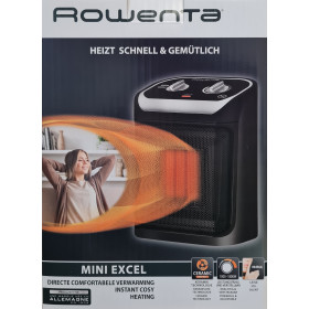 Rowenta SO9261 Mini Excel Keramik Heizlüfter, 1800 Watt, Silence-Modus, für ca. 25 m² - Schwarz