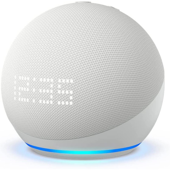Amazon Echo Dot mit Uhr 5. Generation (2022) Smarter Lautsprecher mit Alexa - Weiß