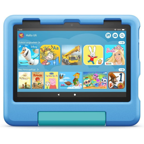 Amazon Fire HD 8 Kids Edition-Tablet (2022) 20,32 cm (8 Zoll) Display, 32 GB, blaue kindgerechte Hülle mit Ständer