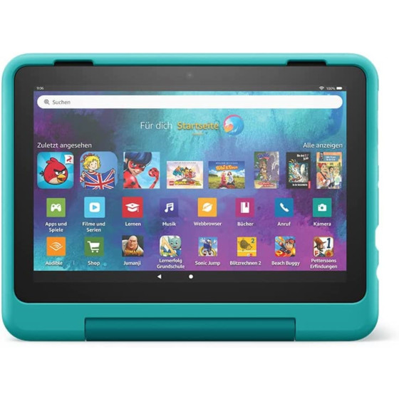 Amazon Fire HD 8 Kids Pro Tablet (2022) 20,3 cm (8 Zoll) HD Display, ab 6 Jahren, 32 GB Speicher, kindgerechte Hülle in Blaugrün