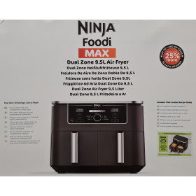 Ninja AF400EU Foodi MAX Dual Zone Heißluftfritteuse, 9,5 l Fassungsvermögen, 2 Fächer, 6 Funktionen - Schwarz/Silber