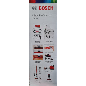 Bosch Athlet ProAnimal BCH6ZOOO kabelloser Akku-Staubsauger, beutellos, ideal für Tierhaare, bis zu 60 Min. Laufzeit - Rot