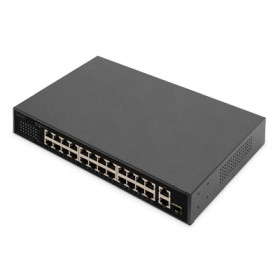 DIGITUS 24-Port Fast Ethernet PoE Netzwerkswitch, 19...