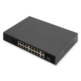DIGITUS 16-Port Fast Ethernet PoE Netzwerkswitch, 19...