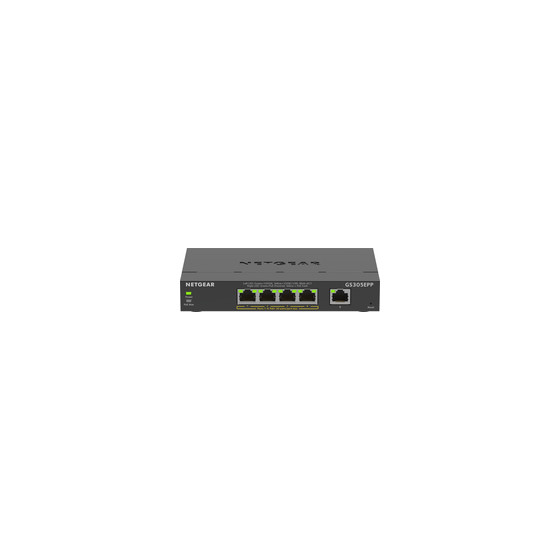 Netgear 5-Port Gigabit Ethernet High-Power PoE+ Plus Switch (GS305EPP) - Managed - L2/L3 - Gigabit Ethernet (10/100/1000) - Vollduplex - Power over Ethernet (PoE)