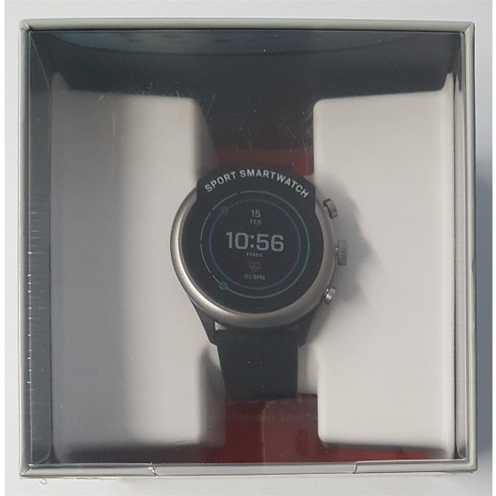 Fossil FTW4019 Sport Smartwatch, Aluminium, Silikon, 200 mm, Grau/Schwarz