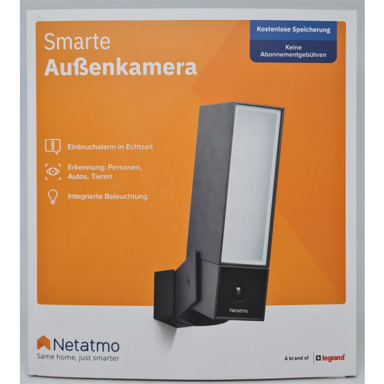 Netatmo NOC01-DE Presence Outdoor-Sicherheitskamera mit Objekterkennung, WLAN, Schwarz