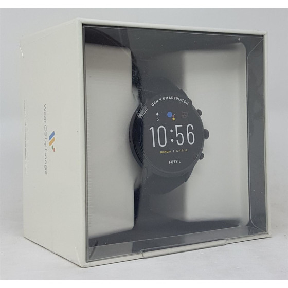 Fossil FTW4025 Q The Carlyle HR 5. Generation Smartwatch Edelstahl mit Silikonarmband, Schwarz