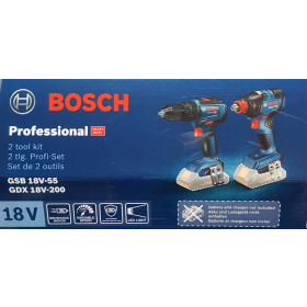 Bosch Professional Akkuschrauber-Set GDX 18V-200 & GSB 18V-55, ohne Akku, in L-BOXX
