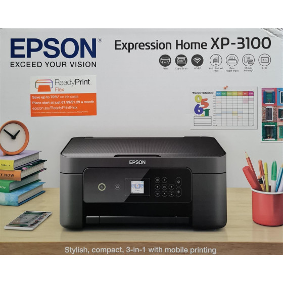 Epson Expression Home XP-3100 3-in-1 Tintenstrahl-Multifunktionsgerät, Drucker, Scanner, Kopierer, 5760 x 1440 DPI, WLAN, A4, Wi-Fi, Schwarz