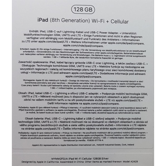 Apple iPad 25,91cm (10,2) Tablet-PC 8th Generation WIFI + LTE 128 GB (MYMN2FD/A), Silber