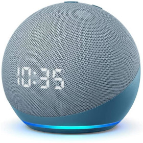 Amazon Echo Dot mit Uhr 4. Generation (2020) Smarter Lautsprecher mit Alexa, Blaugrau