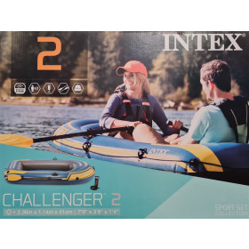 Intex 68367NP Challenger 2 Schlauchboot Set mit Paddel 236x114x41cm - Blau/Gelb