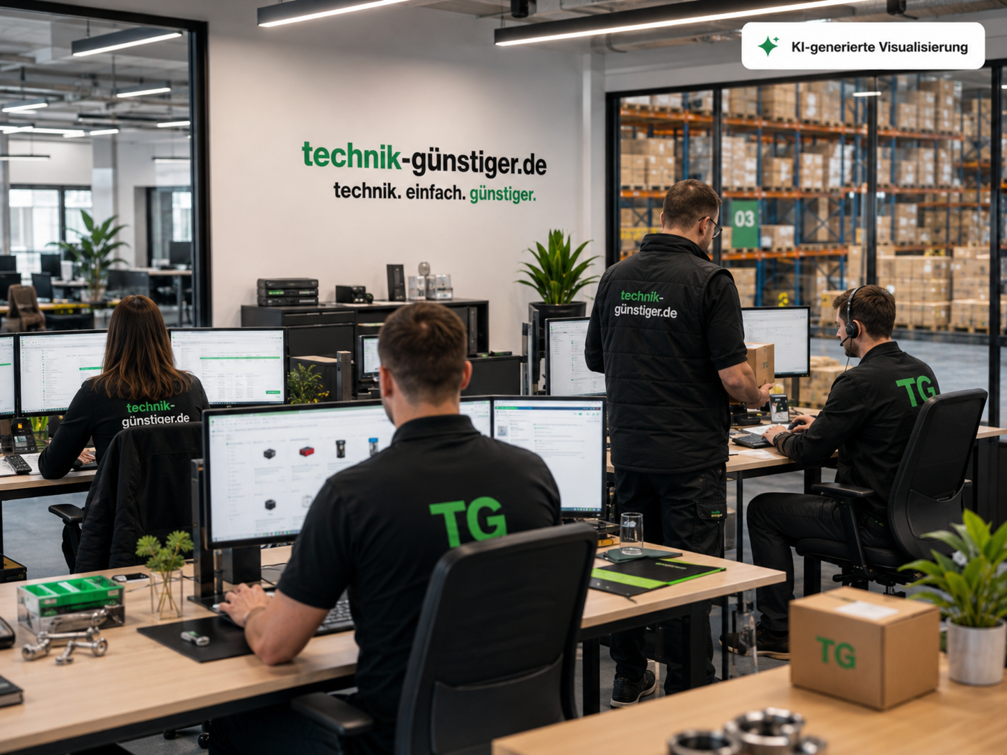 KI-generierte Visualisierung eines Teams im Einkauf und Backoffice